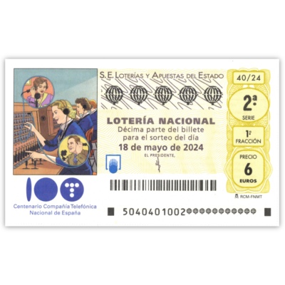 Decimo de Loteria Nacional 18 de mayo de 2024